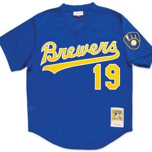 Authentic Mesh BP Jersey Milwaukee Brewers 1991 Robin Yount